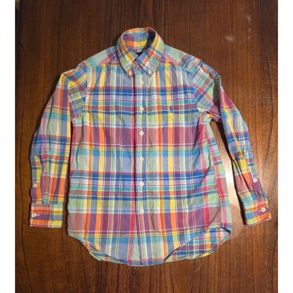 Ralph Lauren Boys Size 8 Multicolor Plaid Long Sleeve Button Down Shirt